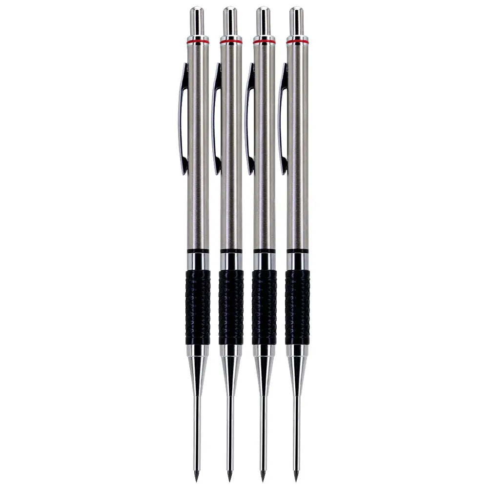 Woodworking mechanical pencils, 4-pack, 2.0mm, Simples Market, silver with anti-slip black grip