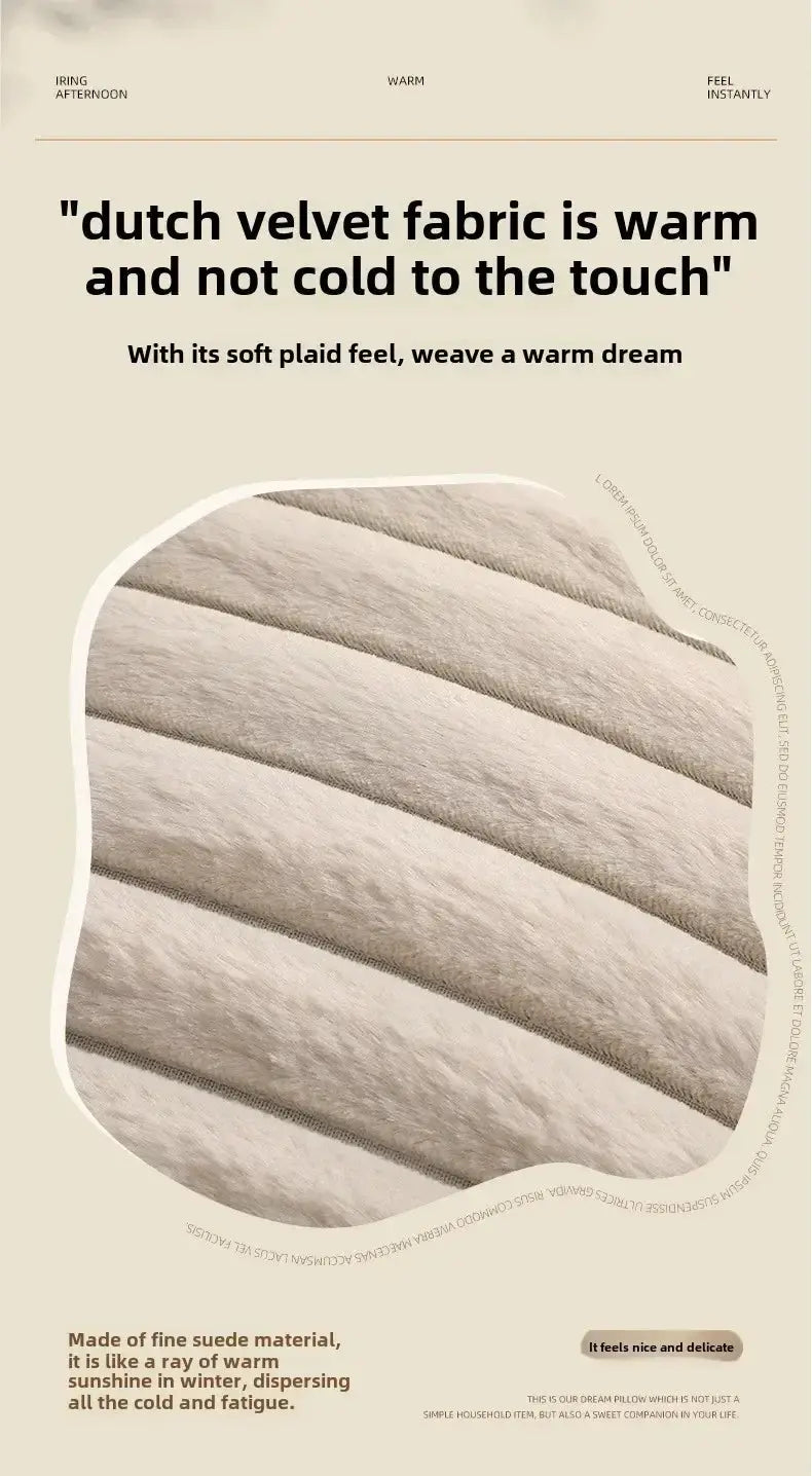 Faux rabbit fur cushion cover by Simples Market in beige striped plush fabric for sofa decor