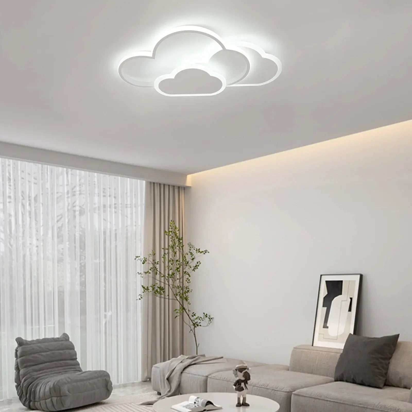 Simples Market Cloud LED ceiling lamp; white cloud design, 52 cm, modern minimalist living room lighting