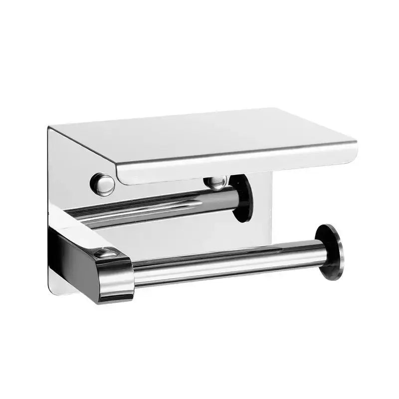 Stainless steel toilet paper holder, chrome finish, wall-mounted no-drill design