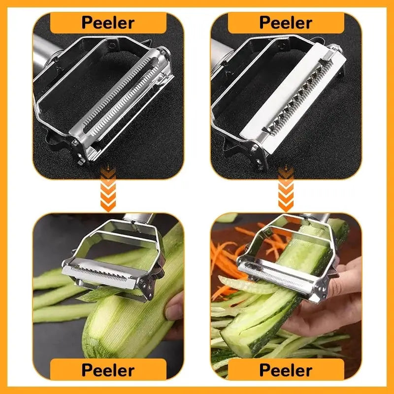 ChefMate Double Head Stainless Steel Vegetable Peeler With Peel And Julienne In One Easy Safe Tool