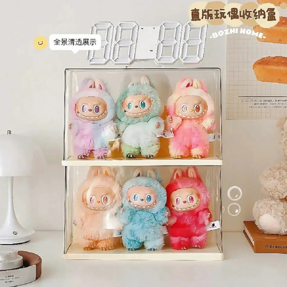 Labubu Transparent Display Box Stackable Vinyl Figurine Storage Rack For Blind Boxes And Collectibles