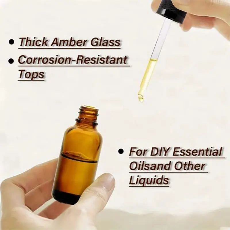 12 Pack 30ml Amber Glass Essential Oil Bottles With Droppers Lightproof For Samples Travel Cosmetics Perfume