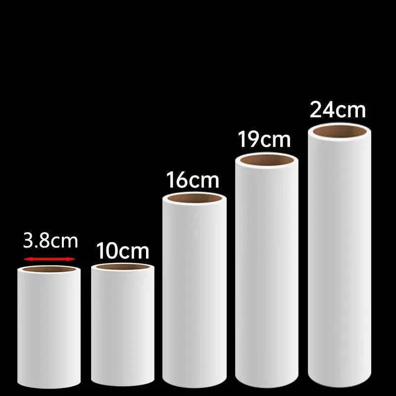 White 5-pack lint roller refill tearable brush head set in 24cm, 19cm, 16cm and 10cm sizes