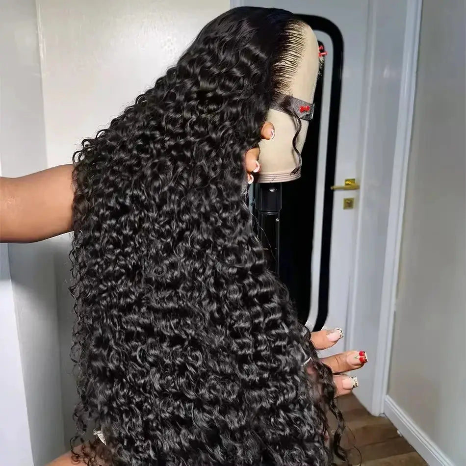 13X4 13X6 Water Wave Curly Human Hair Lace Front Wig Deep Wave HD Lace 30 Inch On Clearance Sale