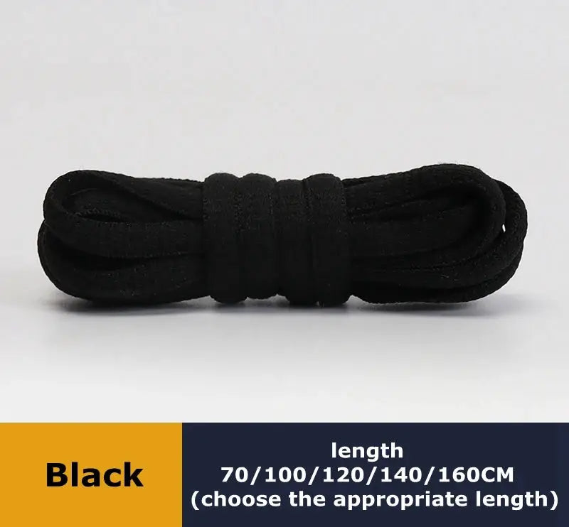 Shoelaces, one pair of black round laces for leisure and sport shoes, lengths 70-160 cm
