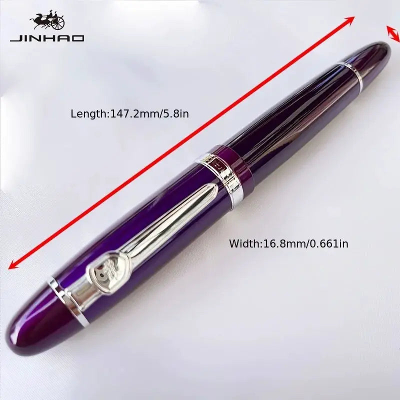 Jinhao 159 fountain pen with purple body and silver trim, converter included, Simples Market.