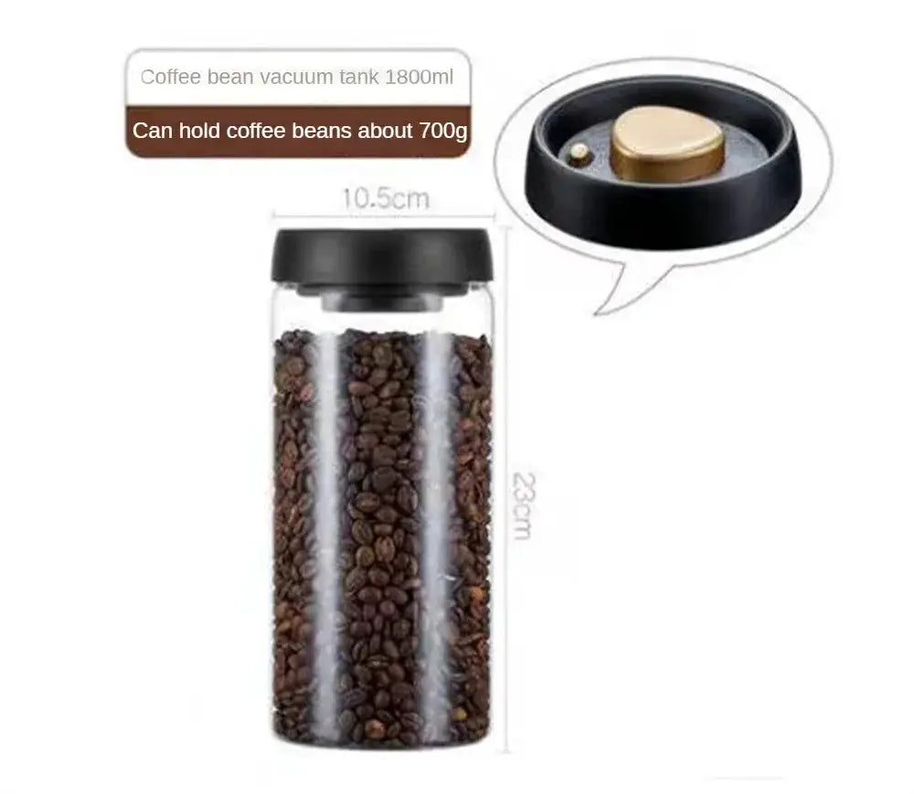 Coffee Beans Vacuum Sealed Glass Food Storage Jars Airtight Container Moisture Proof Odor Resistant Kitchen Organizer