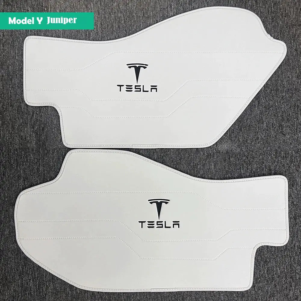 Tesla Model Y Juniper white leather interior mats, 2-piece cockpit floor mats by Simples Market