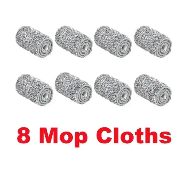 Flat squeeze mop cloths, 8 microfiber pads for wet or dry cleaning