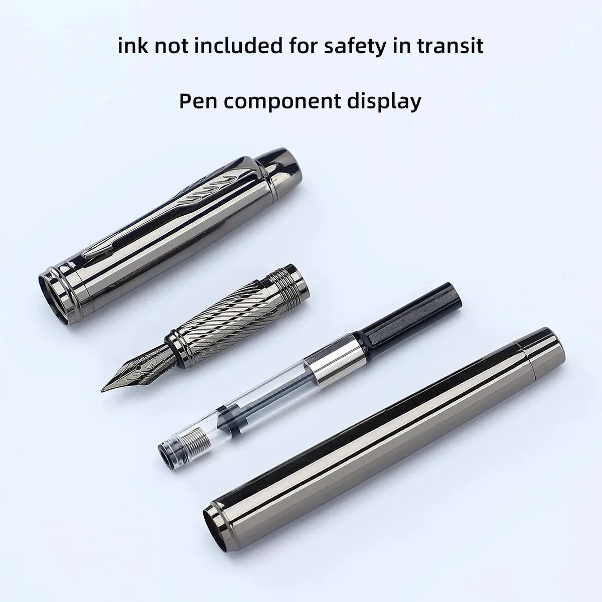 Simples Market silver-gray metal fountain pen components set: nib, grip, cap and barrel