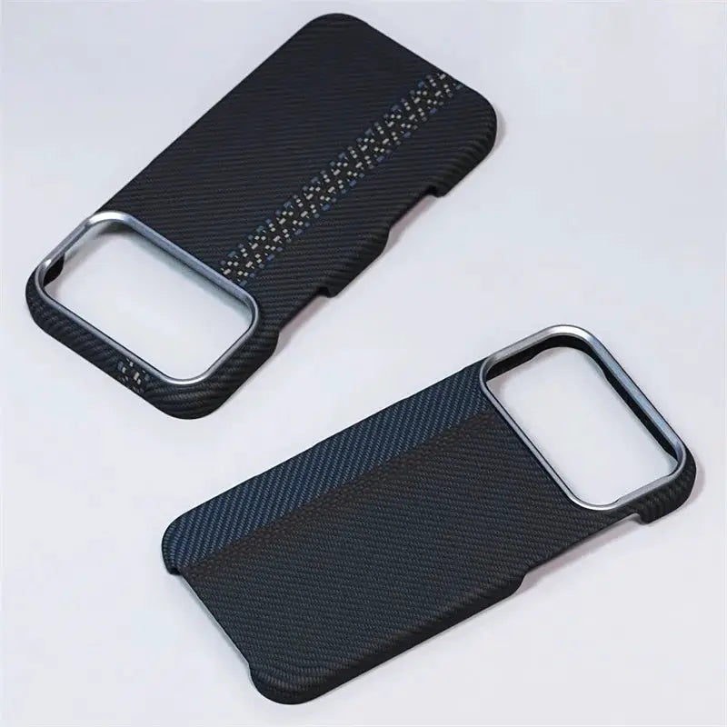 iPhone MagSafe Case Carbon Fiber by Simples Market; black with blue accent, 2-pack, shockproof armor