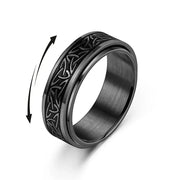 Viking Celtic Knot rotating stainless steel ring for men, black finish, anti-stress spinner by Simples Market