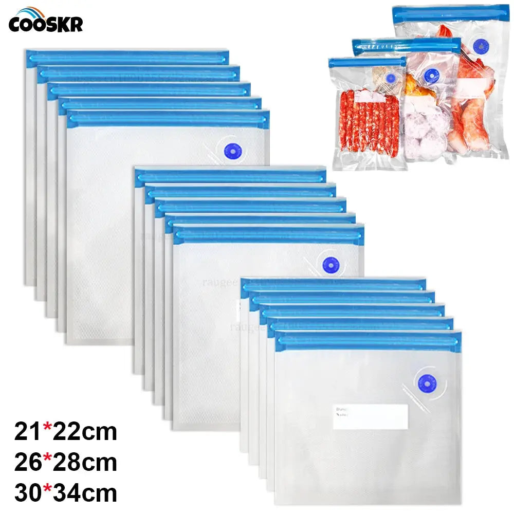 Reusable Food Vacuum Bags Set 10 Pieces Small And Large Sizes Vacuum Sealed Food Storage Bags For Freshness Preservation