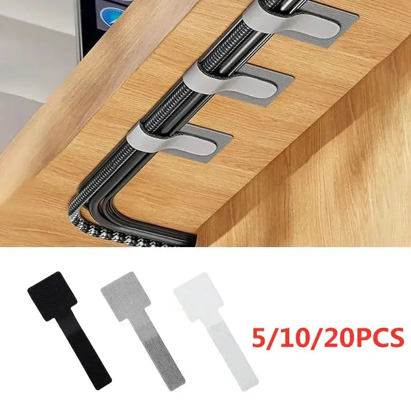 Simples Market releasable cable organizer ties set, nylon loop hoop straps, 5/10/20pcs, black/gray/white