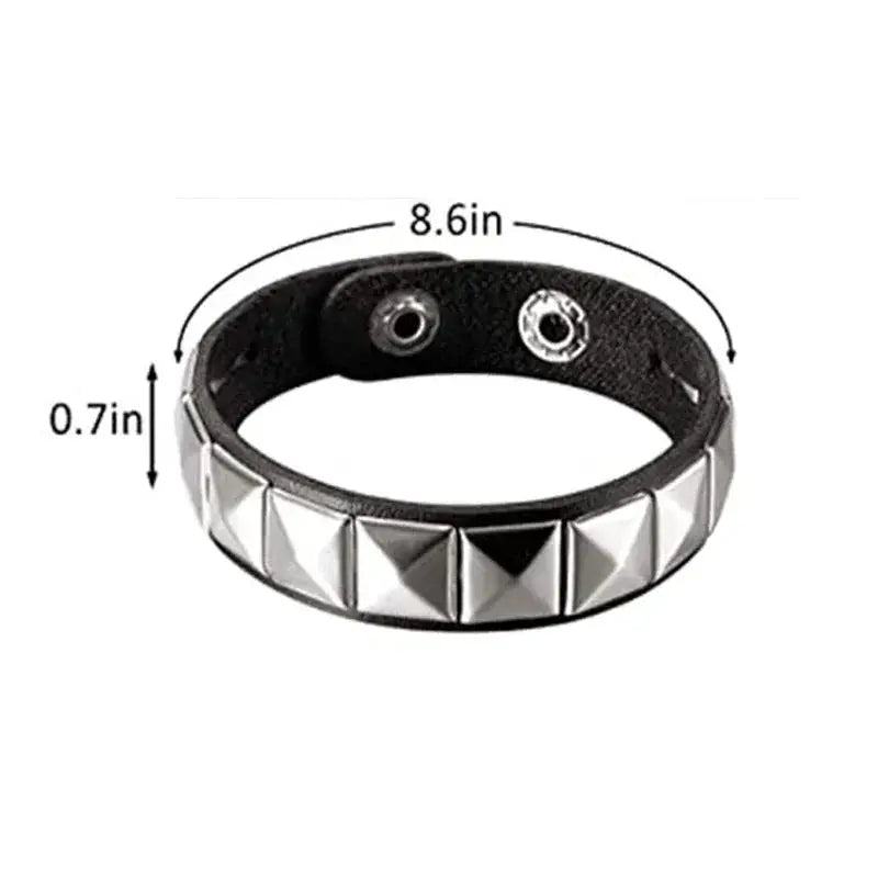 Punk Fashion Black Leather Cuff Bracelet with Metal Rivets and Studs for Men and Women Rock Gothic Jewelry 2024