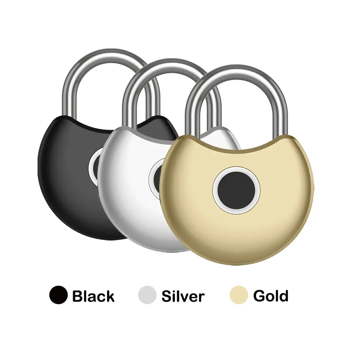 RAYKUBE Tuya smart padlocks 3-pack in black, silver, and gold