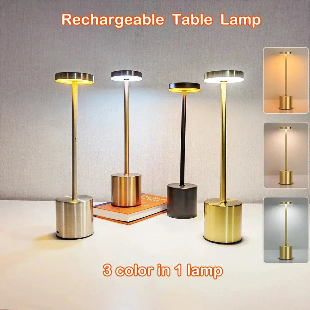 LumaNova Classic USB Rechargeable Table Lamp With Stepless Dimming, Touch Control, Night Light, And 3 Color Options