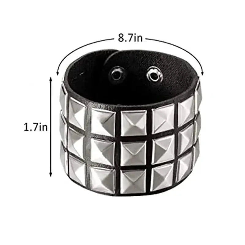 Punk Fashion Black Leather Cuff Bracelet with Metal Rivets and Studs for Men and Women Rock Gothic Jewelry 2024