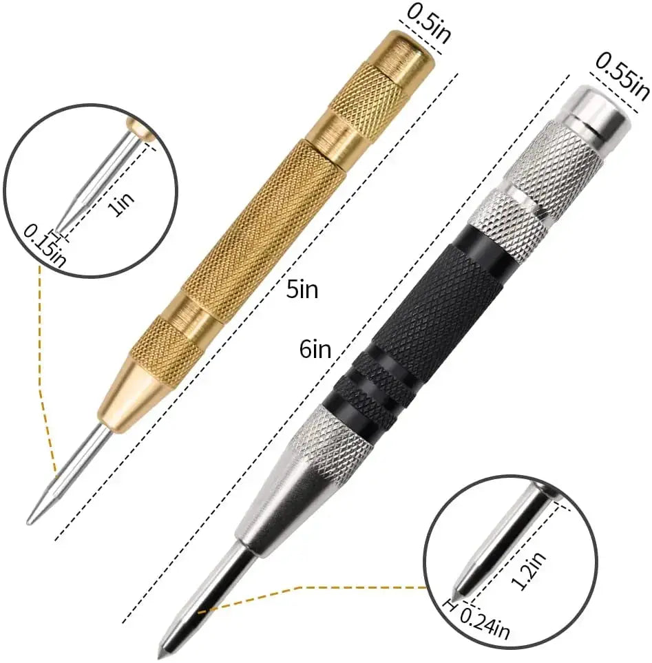 Automatic Center Punch Tool Non Slip Spring Loaded Marking Tool For Woodworking And Metalworking