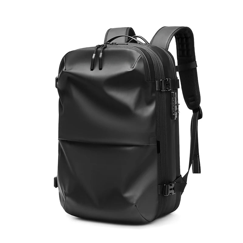 Men's black travel backpack for 17-inch laptops with padded straps