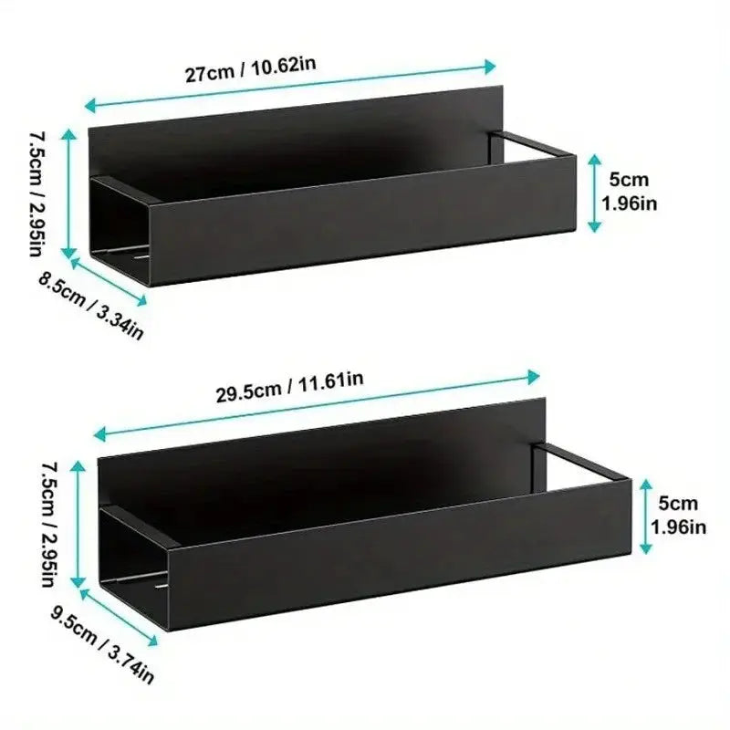 Simples Market 2-pack black magnetic side storage shelves for fridge or washing machine; open rectangular design.