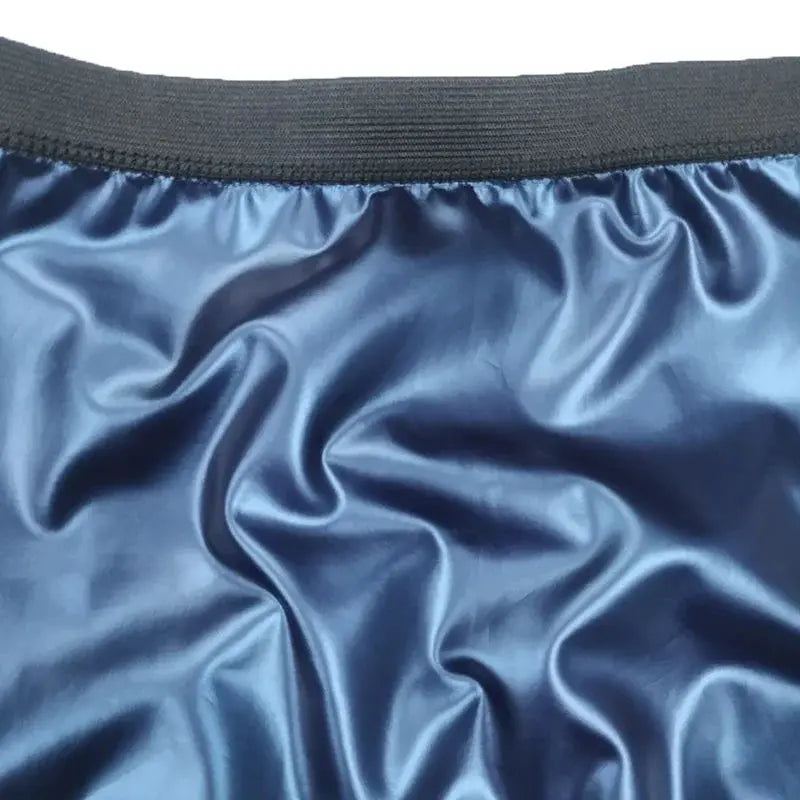 Men's slimming body shaper sauna belt waist trainer in blue satin fabric with black elastic waistband Simples Market