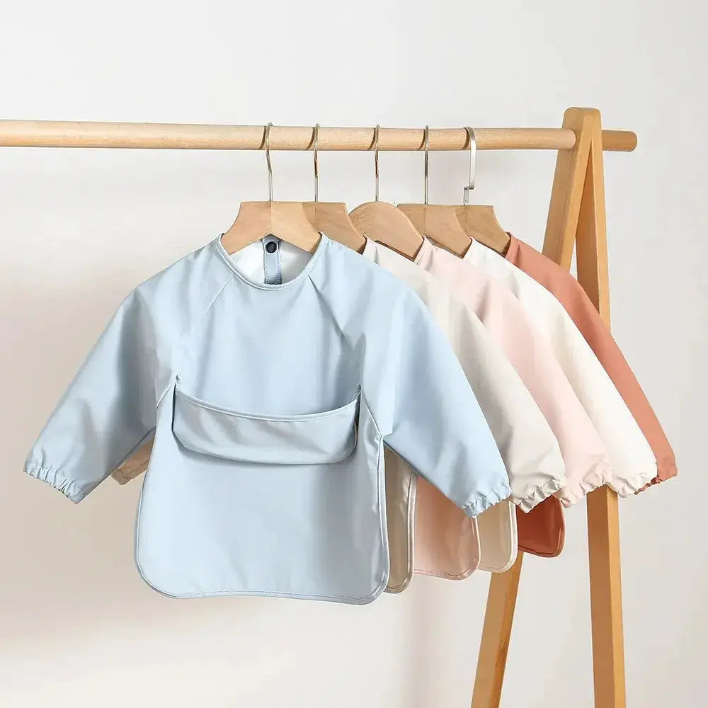 1 Piece Solid Color Baby Painting Smock Long Sleeve Waterproof Art Smock And Feeding Bib Apron For Kids Accessories