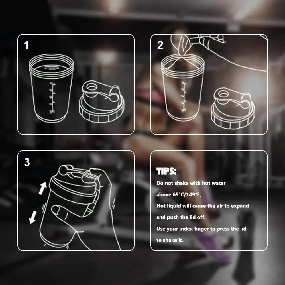3 Layer Shaker Bottle Protein Powder Shake Cup With Multi Layer Design For Fitness And Bodybuilding