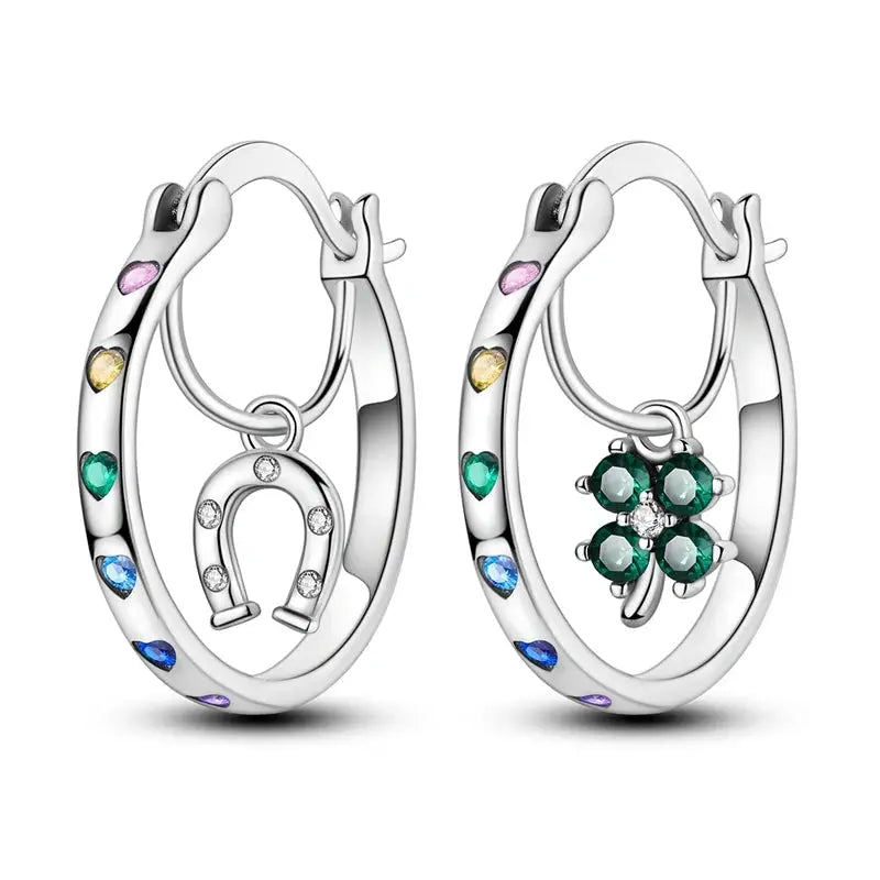 New 925 Sterling Silver Sparkling Zircon Four Leaf Clover Drop Earrings For Women Wedding Engagement Gift