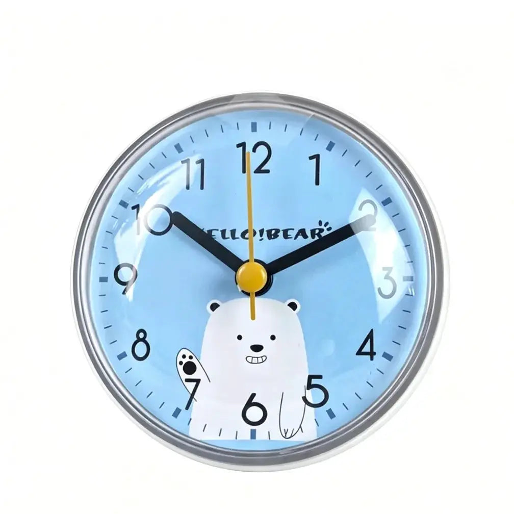 Mini suction wall clock by Simples Market, HelloBear blue polar bear design, anti-fog waterproof 7cm quartz clock