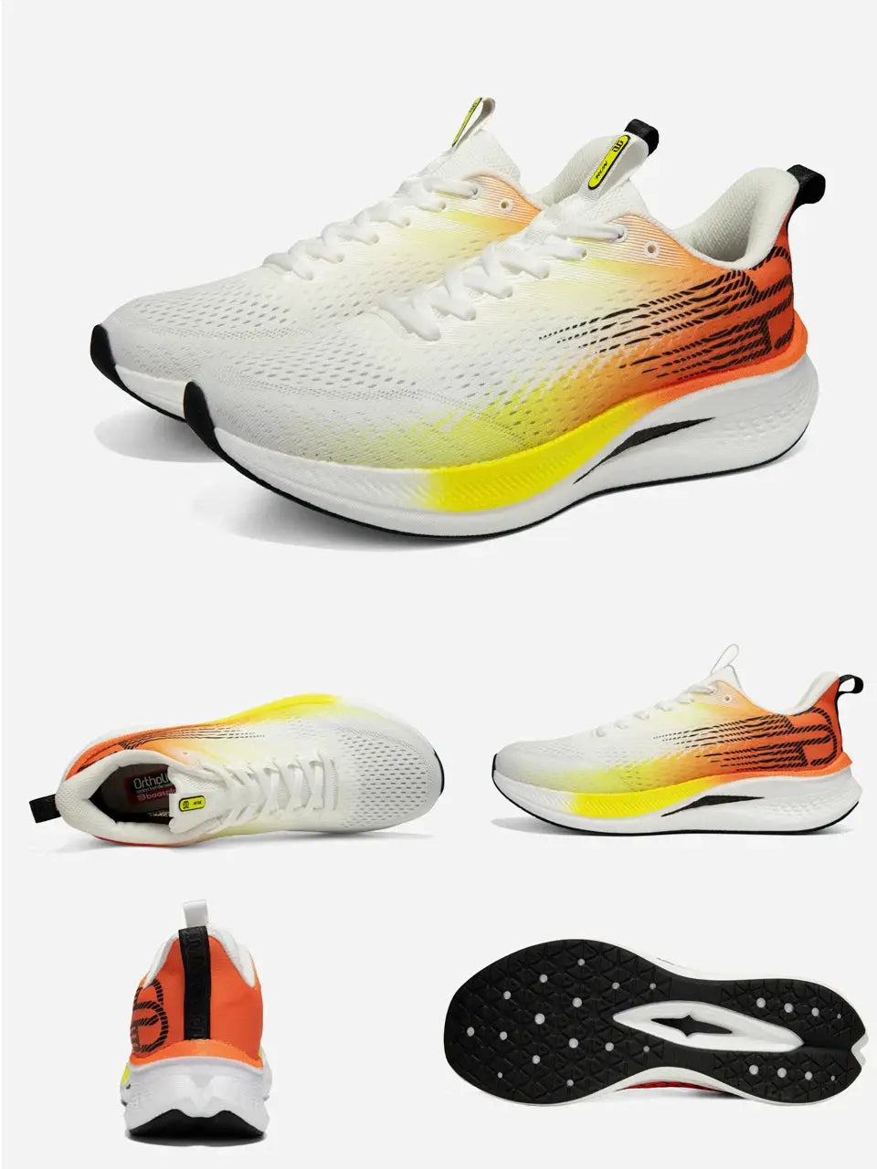 Baasploa men jogging sports shoes by Simples Market with white-orange gradient, breathable mesh, cushioned sole