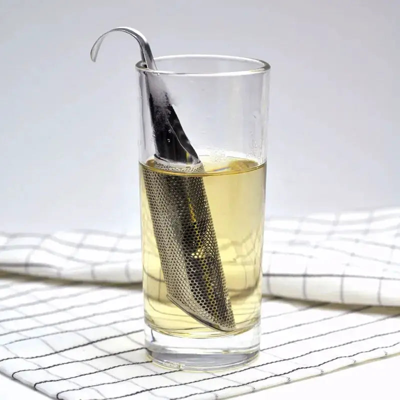 AromaLeaf Portable Piping Design Stainless Steel Tea Maker With Long Handle Brews Loose Leaf Tea In Any Cup