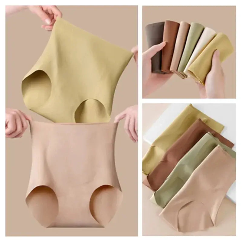 Simples Market women's high-rise body shaper underwear; seamless elastic briefs in nude tones with multiple color options.