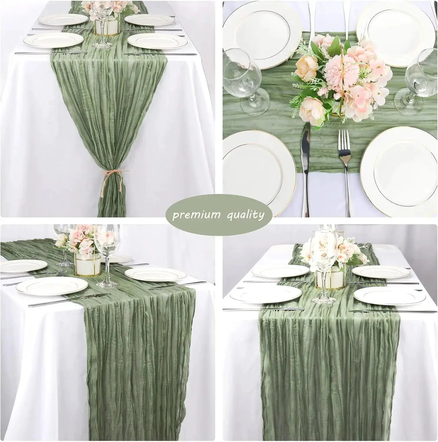 Set Of 10 Dusty Blue Cheesecloth Table Runners 40x270 Cm Boho Gauze Rustic Sheer For Wedding Bridal Shower Banquet