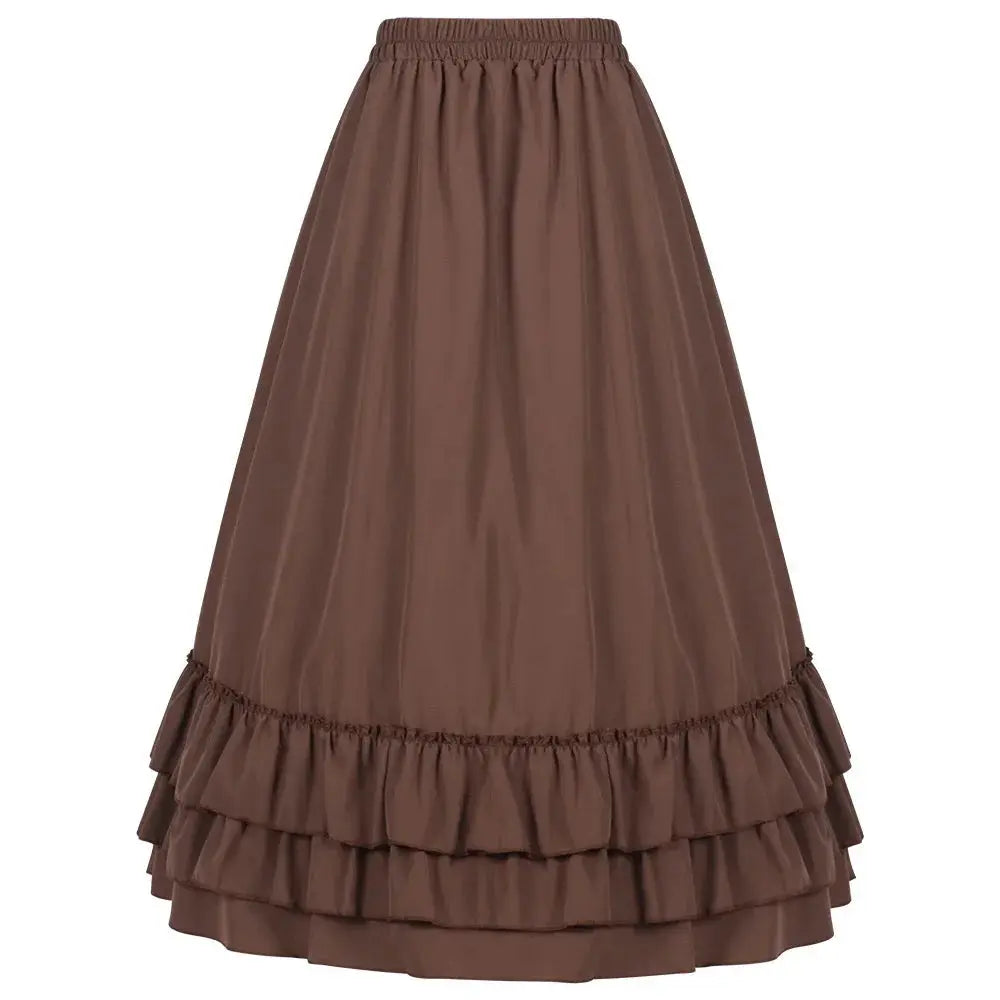 Mythic Wardrobe Victorian Ruffled High Waisted Long Skirt Steampunk Gothic Vintage Costume Ready