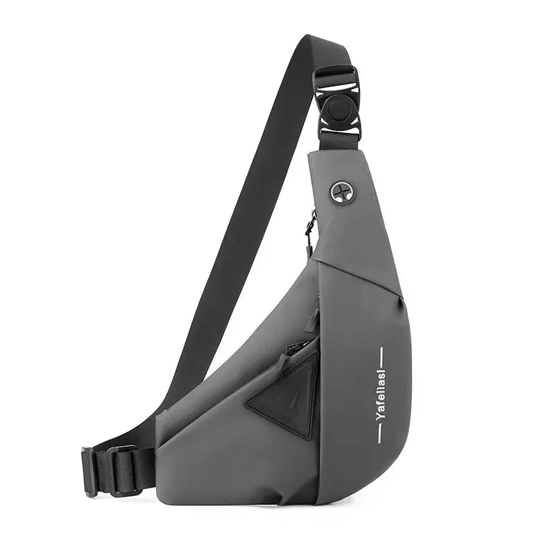 Sling chest bag small grey crossbody bag for men, travel shoulder bag