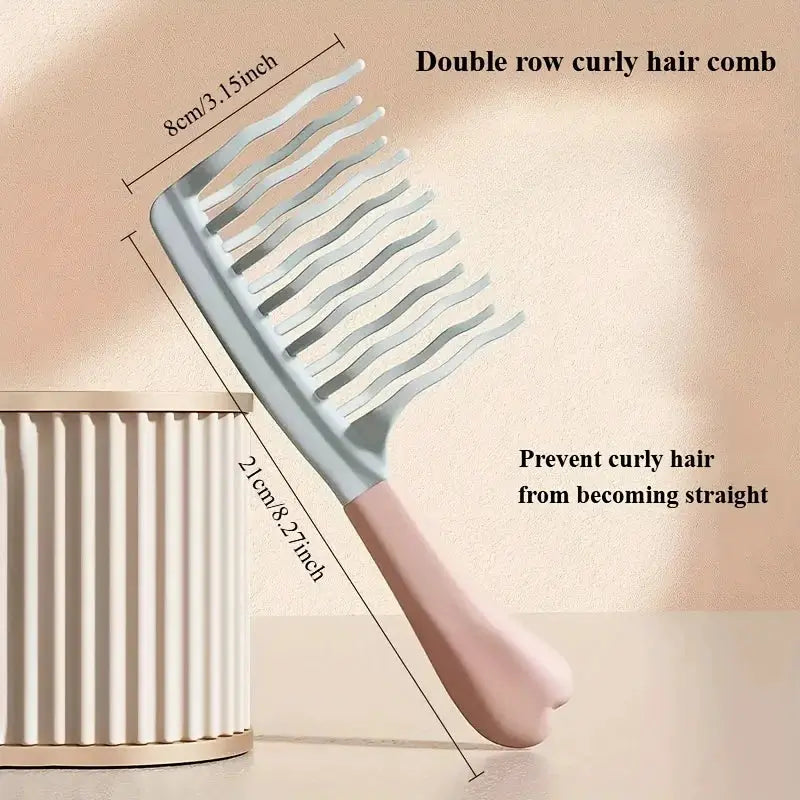 Dual Wide Tooth Hair Comb For Long Curls And Voluminous Styles, Curly Hair Management, Scalp Massage, Elegant Hair Care