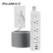 PUJIMAX 5FT Power Strip With 5 Outlets And 3 USB Ports Wall Mountable Surge Protector And Overload Protection