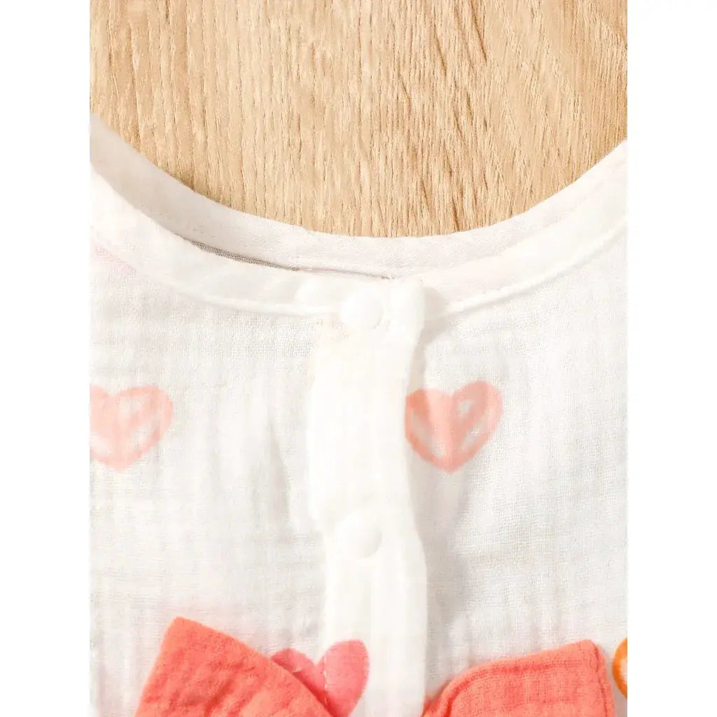Two Piece Dress Set For Newborn Baby Girl With Love Print Sleeveless Dress And Hat Summer Fashion 0 To 9 Months