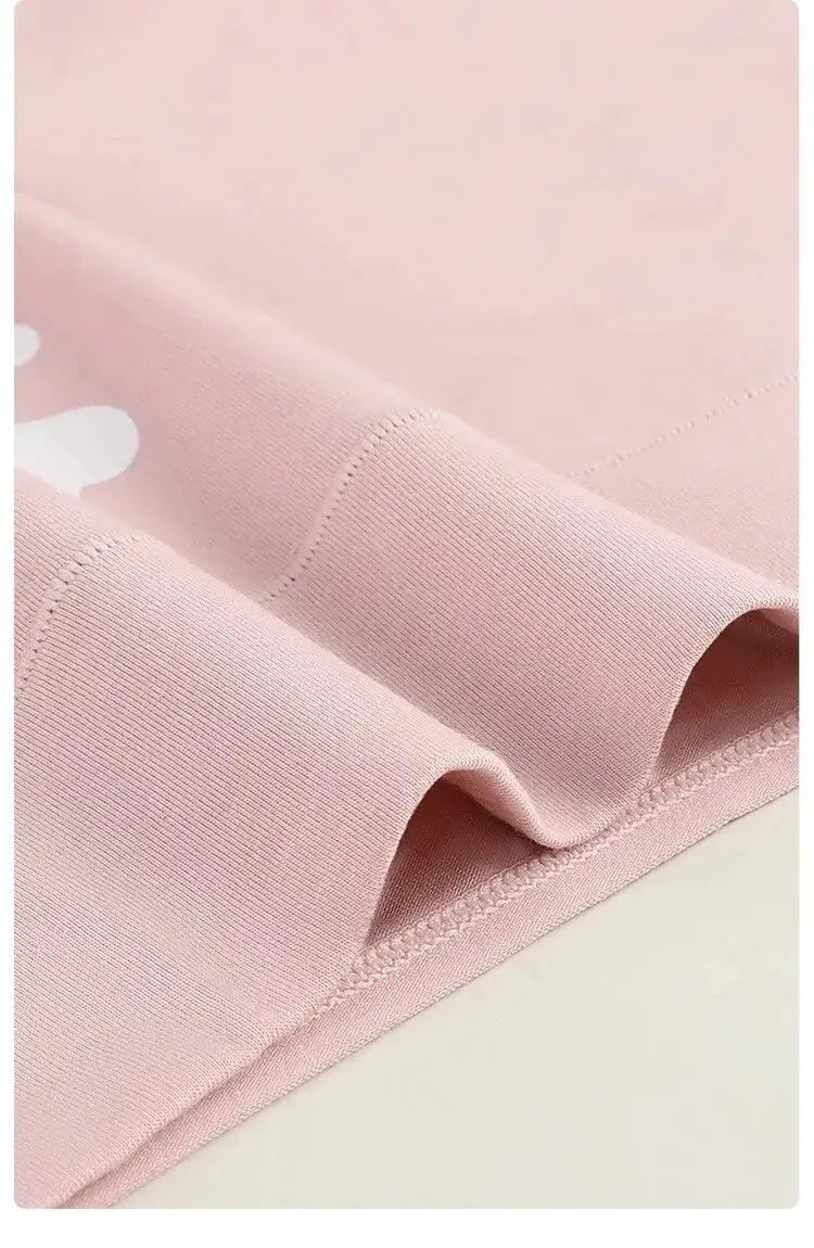Pink cotton high-waist women's panties with fashion print, breathable underwear