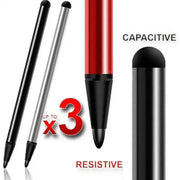 Capacitive stylus pen set by Simples Market for tablets and phones, universal dual-use, up to 3 pcs (red/black/silver)