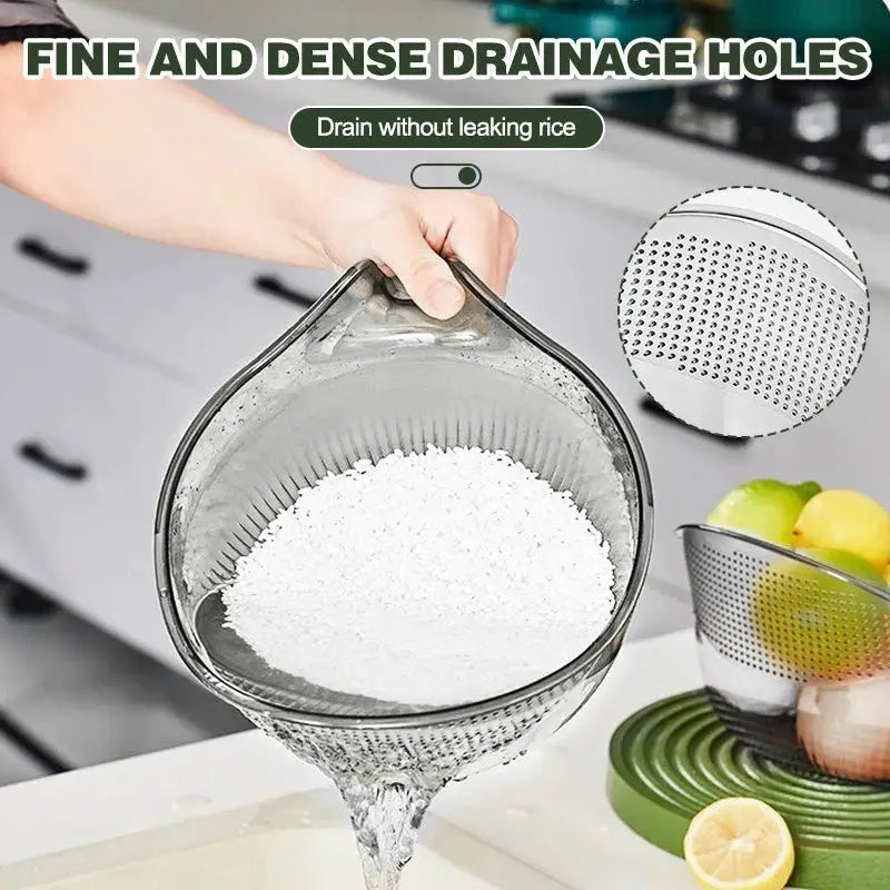 HomePro All in One Rice Rinser Bowl Drainer Cup Strainer and Basin for Easy Washing and Draining Versatile Kitchen Tool