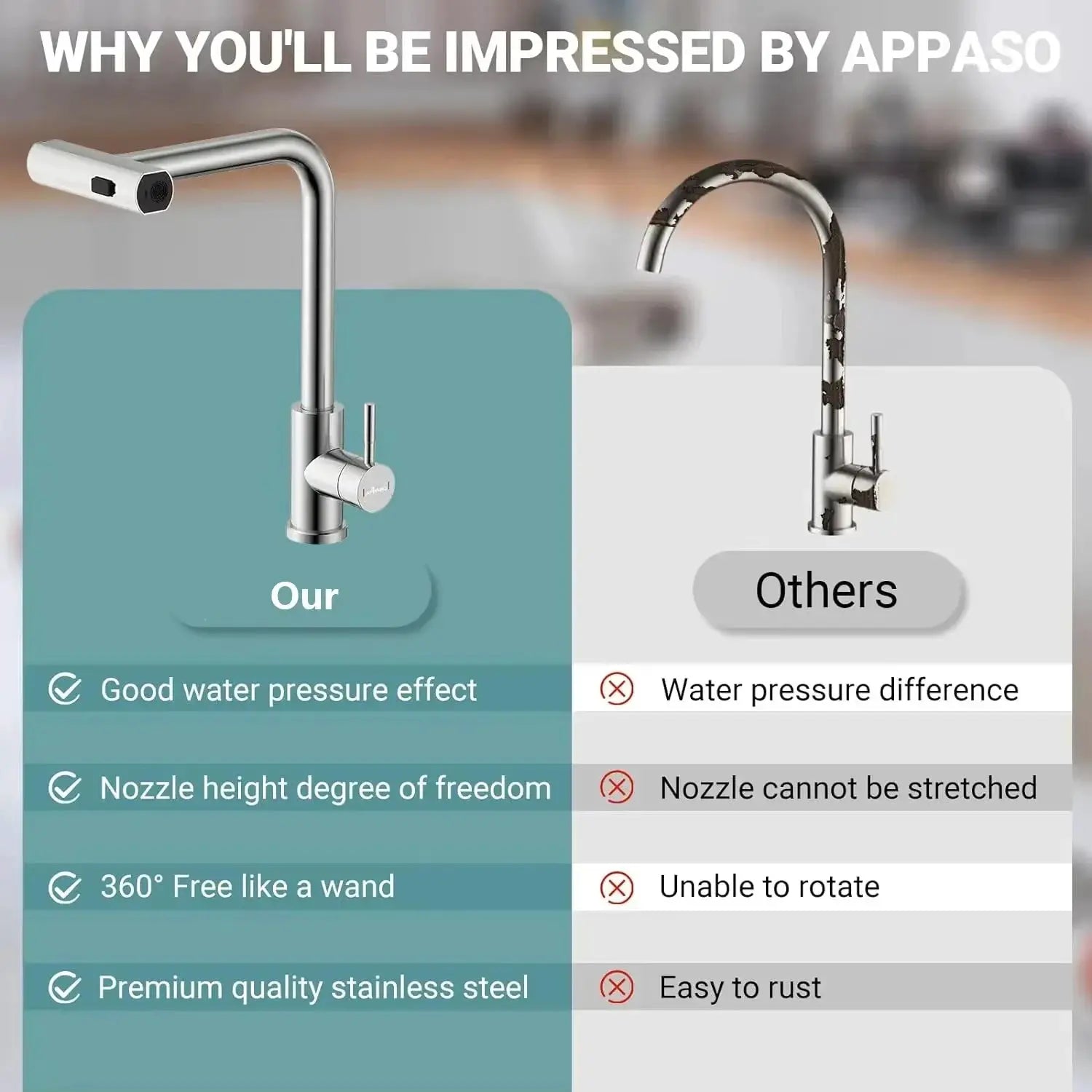 Grey stainless steel pull-out kitchen faucet from Simples Market, hot and cold water with stream shower mode