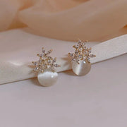 Flower Rhinestones Opal Stud Earrings for Women Exquisite Versatile Fashion Earrings Charms Jewelry Gifts Wholesale