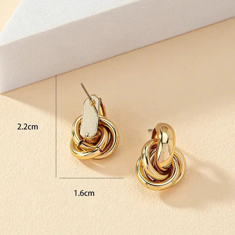 Obega Two Tone Gold Silver Knot Hoop Earrings For Women Shiny Plating Trendy Fashion Jewelry Daily Wear - Simples Market