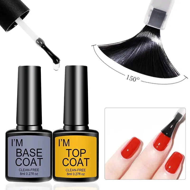 Gel nail polish kit by Simples Market with two bottles: blue base coat and yellow top coat