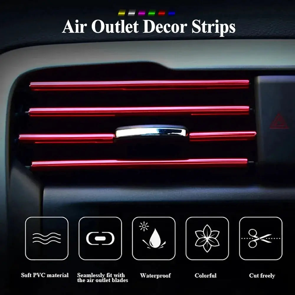 10Pcs 20cm Car U Shape Moulding Trim Decor Strips For Air Conditioner Outlets Door Edge Corners Corner Protector Styling