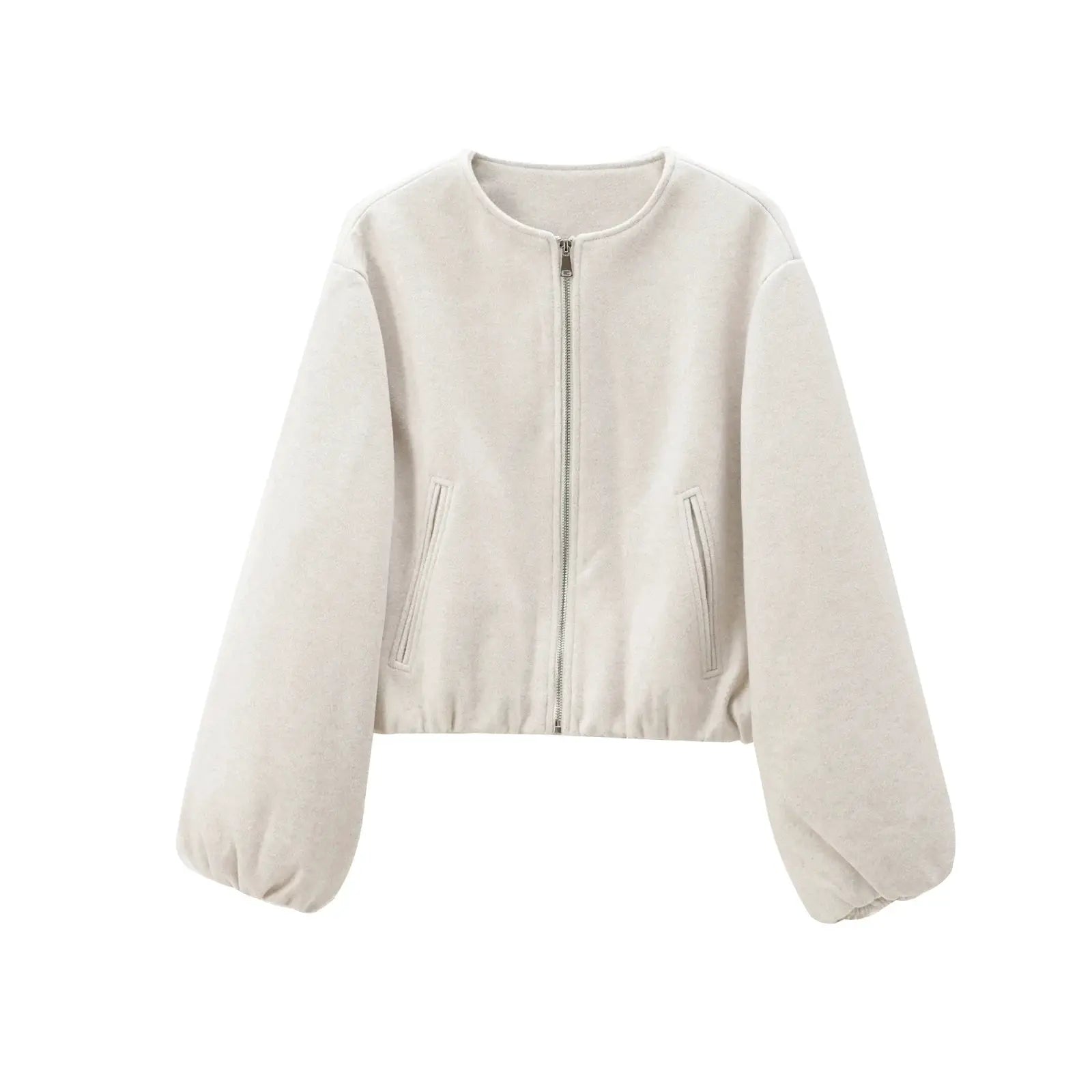 Womens Black Cropped Bomber Jacket With Zipper Varsity Style For Autumn And Winter Warmth Polyester