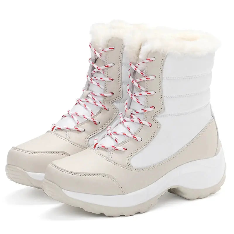 SnowStride Women Platform Snow Boots Non Slip Waterproof Winter Ankle Boots With Warm Fur Lining